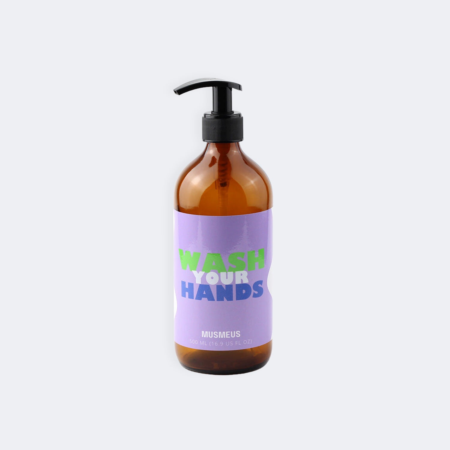 Wash Your Hands Amber Glass Soap Dispenser